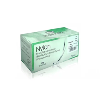 Fio de sutura nylon 5 - 0 ag 20 cx com 24 - technofio