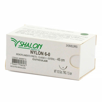 Fio de sutura nylon 6 - 0 ag 20 cx com 24 - shalon