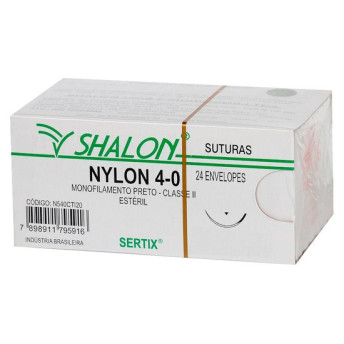 Fio de sutura nylon 4 - 0 ag 20 cx com 24 - shalon