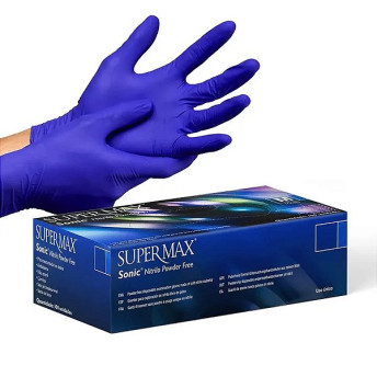 Luva de procedimento de nitrilo azul sonic - supermax